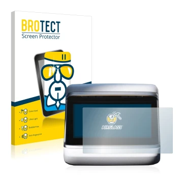 Parte frontal de un envase de producto con el logotipo de la marca BROTECT. Al lado se muestra el dispositivo Tesla Model S Pl