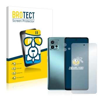 Parte frontal de un envase de producto con el logotipo de la marca BROTECT. Al lado se muestra el dispositivo Motorola Moto G7