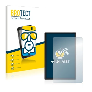 Parte frontal de un envase de producto con el logotipo de la marca BROTECT. Al lado se muestra el dispositivo Yestel T10 10