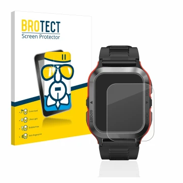 Parte frontal de un envase de producto con el logotipo de la marca BROTECT. Al lado se muestra el dispositivo Kospet Tank M2 c