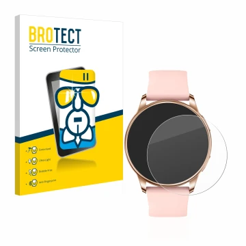 Parte frontal de un envase de producto con el logotipo de la marca BROTECT. Al lado se muestra el dispositivo Levowatch F2 con