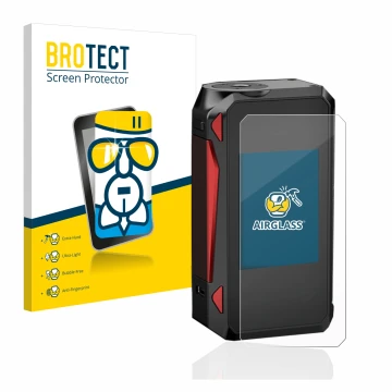 Parte frontal de un envase de producto con el logotipo de la marca BROTECT. Al lado se muestra el dispositivo Smok G-Priv 4 co