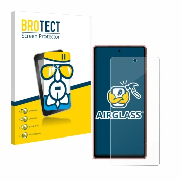 Parte frontal de un envase de producto con el logotipo de la marca BROTECT. Al lado se muestra el dispositivo Google Pixel 7a 