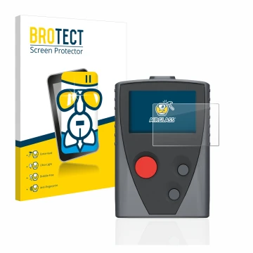 Parte frontal de un envase de producto con el logotipo de la marca BROTECT. Al lado se muestra el dispositivo Swissphone Boss 