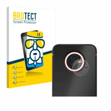 Parte frontal de un envase de producto con el logotipo de la marca BROTECT. Al lado se muestra el dispositivo Gigaset GX4 (SÓL