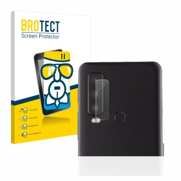 Parte frontal de un envase de producto con el logotipo de la marca BROTECT. Al lado se muestra el dispositivo Caterpillar Cat 