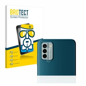 Parte frontal de un envase de producto con el logotipo de la marca BROTECT. Al lado se muestra el dispositivo Nokia G22 (SÓLO 