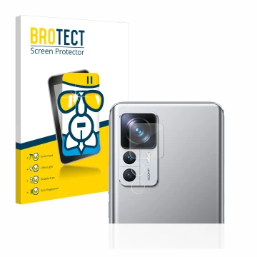 Parte frontal de un envase de producto con el logotipo de la marca BROTECT. Al lado se muestra el dispositivo Xiaomi 12T Pro (