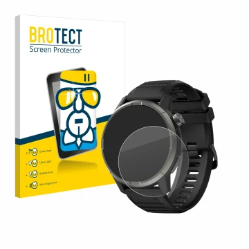 Parte frontal de un envase de producto con el logotipo de la marca BROTECT. Al lado se muestra el dispositivo Kiprun GPS 900 b
