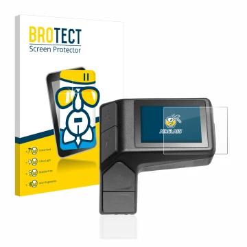 Parte frontal de un envase de producto con el logotipo de la marca BROTECT. Al lado se muestra el dispositivo Giant Ridecontro