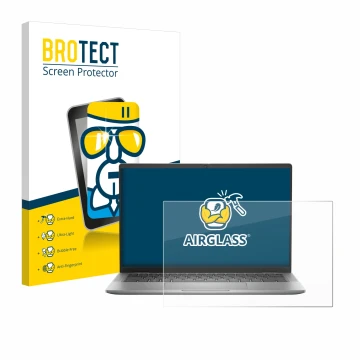 Parte frontal de un envase de producto con el logotipo de la marca BROTECT. Al lado se muestra el dispositivo Dell Latitude 74