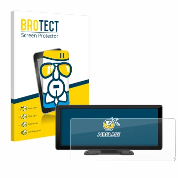 Parte frontal de un envase de producto con el logotipo de la marca BROTECT. Al lado se muestra el dispositivo Carpuride W103 1