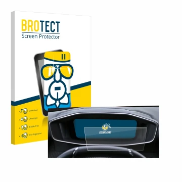 Parte frontal de un envase de producto con el logotipo de la marca BROTECT. Al lado se muestra el dispositivo Peugeot 2008 202