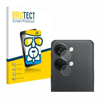 Parte frontal de un envase de producto con el logotipo de la marca BROTECT. Al lado se muestra el dispositivo OnePlus Nord 3 5