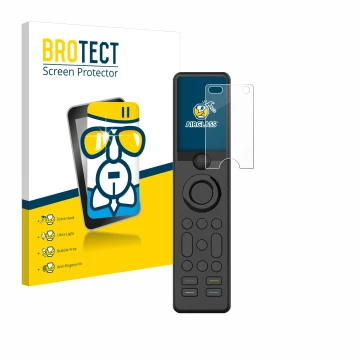 Parte frontal de un envase de producto con el logotipo de la marca BROTECT. Al lado se muestra el dispositivo Sofabaton X1 con