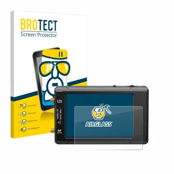 Parte frontal de un envase de producto con el logotipo de la marca BROTECT. Al lado se muestra el dispositivo tinySA ultra spe