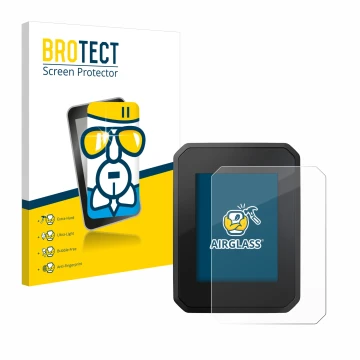 Parte frontal de un envase de producto con el logotipo de la marca BROTECT. Al lado se muestra el dispositivo FIT Display Comp
