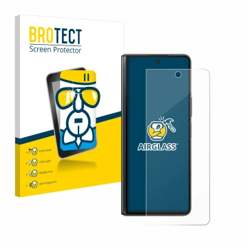 Parte frontal de un envase de producto con el logotipo de la marca BROTECT. Al lado se muestra el dispositivo Samsung Galaxy Z