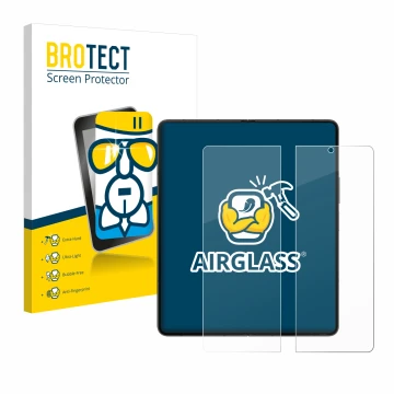 Parte frontal de un envase de producto con el logotipo de la marca BROTECT. Al lado se muestra el dispositivo Samsung Galaxy Z