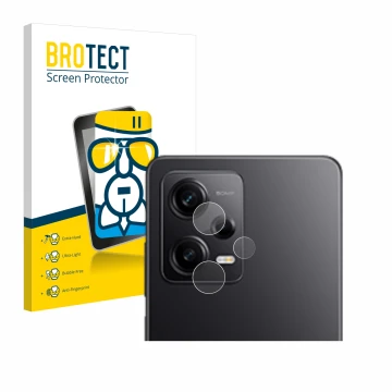 Parte frontal de un envase de producto con el logotipo de la marca BROTECT. Al lado se muestra el dispositivo Xiaomi Redmi Not