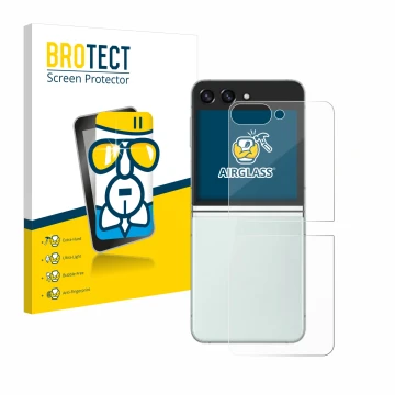 Parte frontal de un envase de producto con el logotipo de la marca BROTECT. Al lado se muestra el dispositivo Samsung Galaxy Z