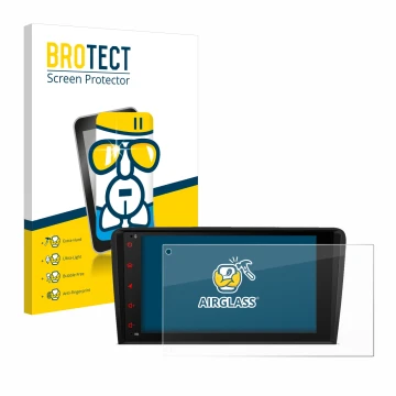 Parte frontal de un envase de producto con el logotipo de la marca BROTECT. Al lado se muestra el dispositivo Xtrons PSA80A3AL