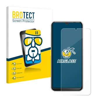 Parte frontal de un envase de producto con el logotipo de la marca BROTECT. Al lado se muestra el dispositivo Emporia Smart 6 