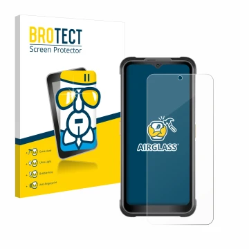 Parte frontal de un envase de producto con el logotipo de la marca BROTECT. Al lado se muestra el dispositivo AGM G2 Guardian 