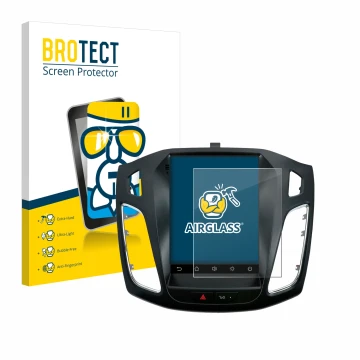 Parte frontal de un envase de producto con el logotipo de la marca BROTECT. Al lado se muestra el dispositivo Isudar Ford/Focu