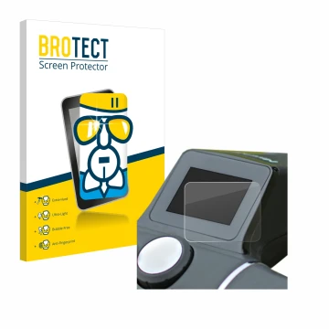 Parte frontal de un envase de producto con el logotipo de la marca BROTECT. Al lado se muestra el dispositivo Motocaddy M7 Rem