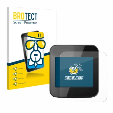 Parte frontal de un envase de producto con el logotipo de la marca BROTECT. Al lado se muestra el dispositivo Cycplus GPS G1 c