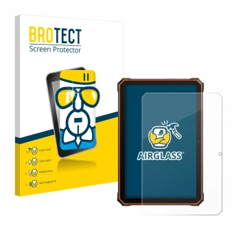 Parte frontal de un envase de producto con el logotipo de la marca BROTECT. Al lado se muestra el dispositivo Blackview Active