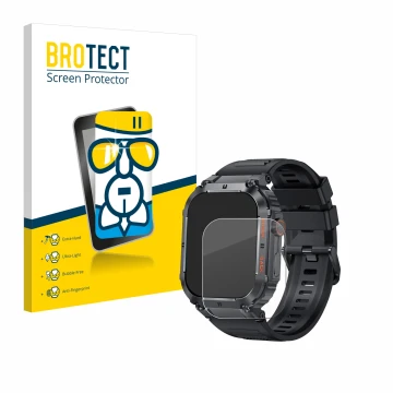Parte frontal de un envase de producto con el logotipo de la marca BROTECT. Al lado se muestra el dispositivo GaWear K57PRO 1.