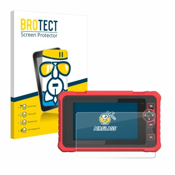 Parte frontal de un envase de producto con el logotipo de la marca BROTECT. Al lado se muestra el dispositivo Launch CRP 359 c