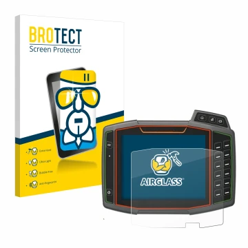 Parte frontal de un envase de producto con el logotipo de la marca BROTECT. Al lado se muestra el dispositivo Amazone AmaTron 