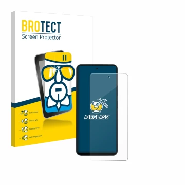 Parte frontal de un envase de producto con el logotipo de la marca BROTECT. Al lado se muestra el dispositivo Blackview Shark 