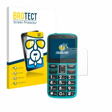 Parte frontal de un envase de producto con el logotipo de la marca BROTECT. Al lado se muestra el dispositivo Uleway Seniorenh