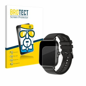 Parte frontal de un envase de producto con el logotipo de la marca BROTECT. Al lado se muestra el dispositivo AcclaFit KM13 1.