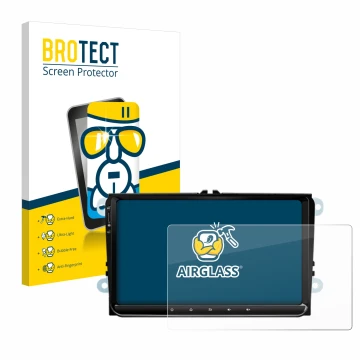 Parte frontal de un envase de producto con el logotipo de la marca BROTECT. Al lado se muestra el dispositivo Eonon 53 SE con 