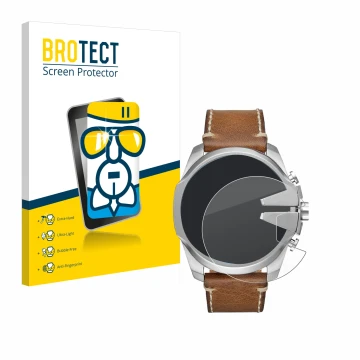 Parte frontal de un envase de producto con el logotipo de la marca BROTECT. Al lado se muestra el dispositivo Diesel Mega Chie