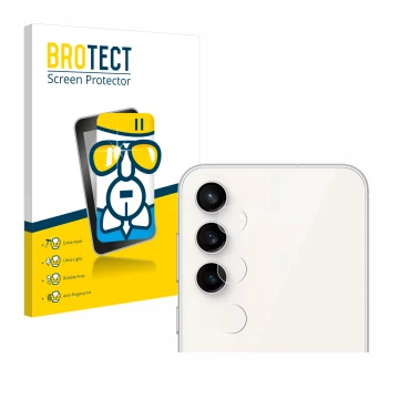 Parte frontal de un envase de producto con el logotipo de la marca BROTECT. Al lado se muestra el dispositivo Samsung Galaxy S