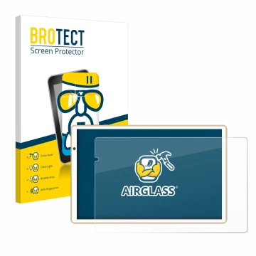 Parte frontal de un envase de producto con el logotipo de la marca BROTECT. Al lado se muestra el dispositivo Facetel Q3 con s