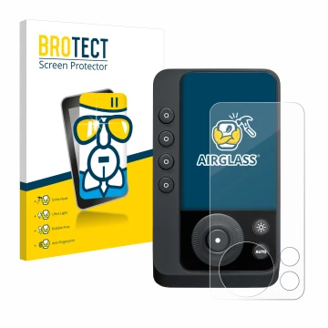 Parte frontal de un envase de producto con el logotipo de la marca BROTECT. Al lado se muestra el dispositivo Profoto Connect 