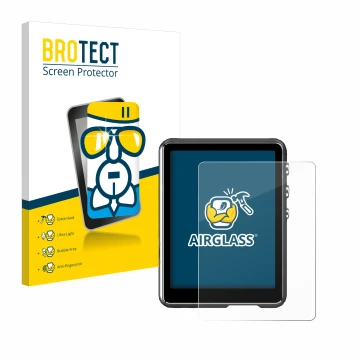 Parte frontal de un envase de producto con el logotipo de la marca BROTECT. Al lado se muestra el dispositivo Mechen M3 con su