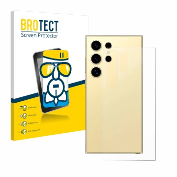 Parte frontal de un envase de producto con el logotipo de la marca BROTECT. Al lado se muestra el dispositivo Samsung Galaxy S