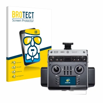 Parte frontal de un envase de producto con el logotipo de la marca BROTECT. Al lado se muestra el dispositivo Graupner MC-32ex