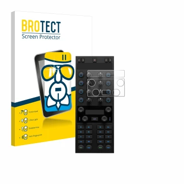 Parte frontal de un envase de producto con el logotipo de la marca BROTECT. Al lado se muestra el dispositivo Native Instrumen