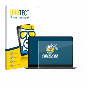 Parte frontal de un envase de producto con el logotipo de la marca BROTECT. Al lado se muestra el dispositivo Samsung Galaxy B