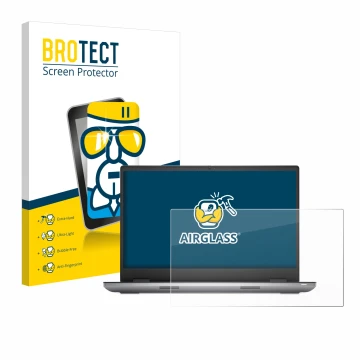 Parte frontal de un envase de producto con el logotipo de la marca BROTECT. Al lado se muestra el dispositivo Dell Precision 7