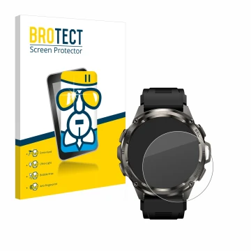 Parte frontal de un envase de producto con el logotipo de la marca BROTECT. Al lado se muestra el dispositivo Kospet Tank T3 U